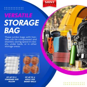 Shiny Select 15 Gallon Jumbo Storage Bag w/Handle & Zipper Top 26x26, 4 Bags - Clear Big Plastic, Extra Large XL, 4 Mil Thick Heavy Duty for Towels, Clothes, Blanket, Pillows, Seasonal Decoration