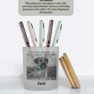 Custom Photo Candle | Printed on Glass | Memorial for Parent, Mother, Dad, Dog, Cat, Pet memorial | Condolence Remembrance, Light Remains | Engraved Lid | Scented, Soy Wax, USA Made | Keep&Present