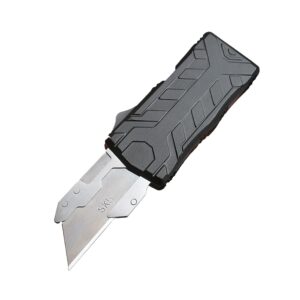 otf box cutter automatic utility knife dual action out the front (handle only) (contoured black)