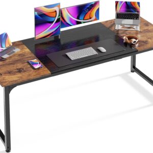 Huuger Computer Desk, 63 Inch Office Desk, Gaming Desk with Storage, Writing Desk Work Desk for Home Office, Study, Modern Simple Desk, Large Legroom, Metal Frame, Rustic Brown and Black