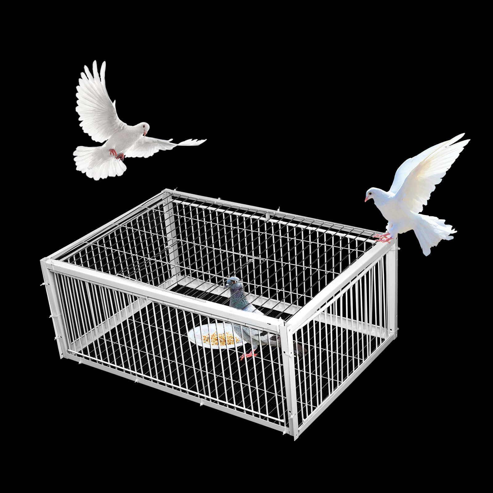 Nisorpa Pigeon Trap with Unidirectional Entrance, Encrypted Pigeon Cage Automatic Pigeon Collection Chicken Cage and Bird Trap with Metal Welding, 25 * 16.7 * 10.2 in