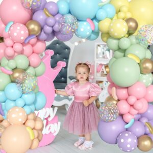 Pastel Donut Balloon Arch Garland Kit, 162pcs Donut Two Sweet One Birthday Party Supplies Girl Pastel Sprinkle Confetti Candy Ice Cream Foil Balloons for First Birthday Party Baby Shower Decorations