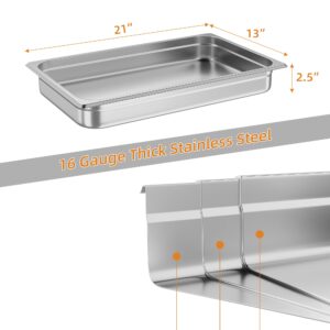 Garvee 6 Pack Full Size Hotel Pan Steam Table Pan, [NSF Certified] Catering Food Pan Commercial Stainless Steel 2.5 Inch Deep Anti-Jamming