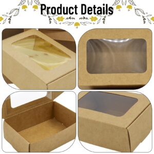 RYKOMO 40 PCS Soap Boxes for Homemade Soap Boxes Packaging 3.55x2.4x1.2 Inch Small Soap Paper Box Mini Kraft Treat Boxes with Window for Homemade Soap Packaging Boxes Supplies