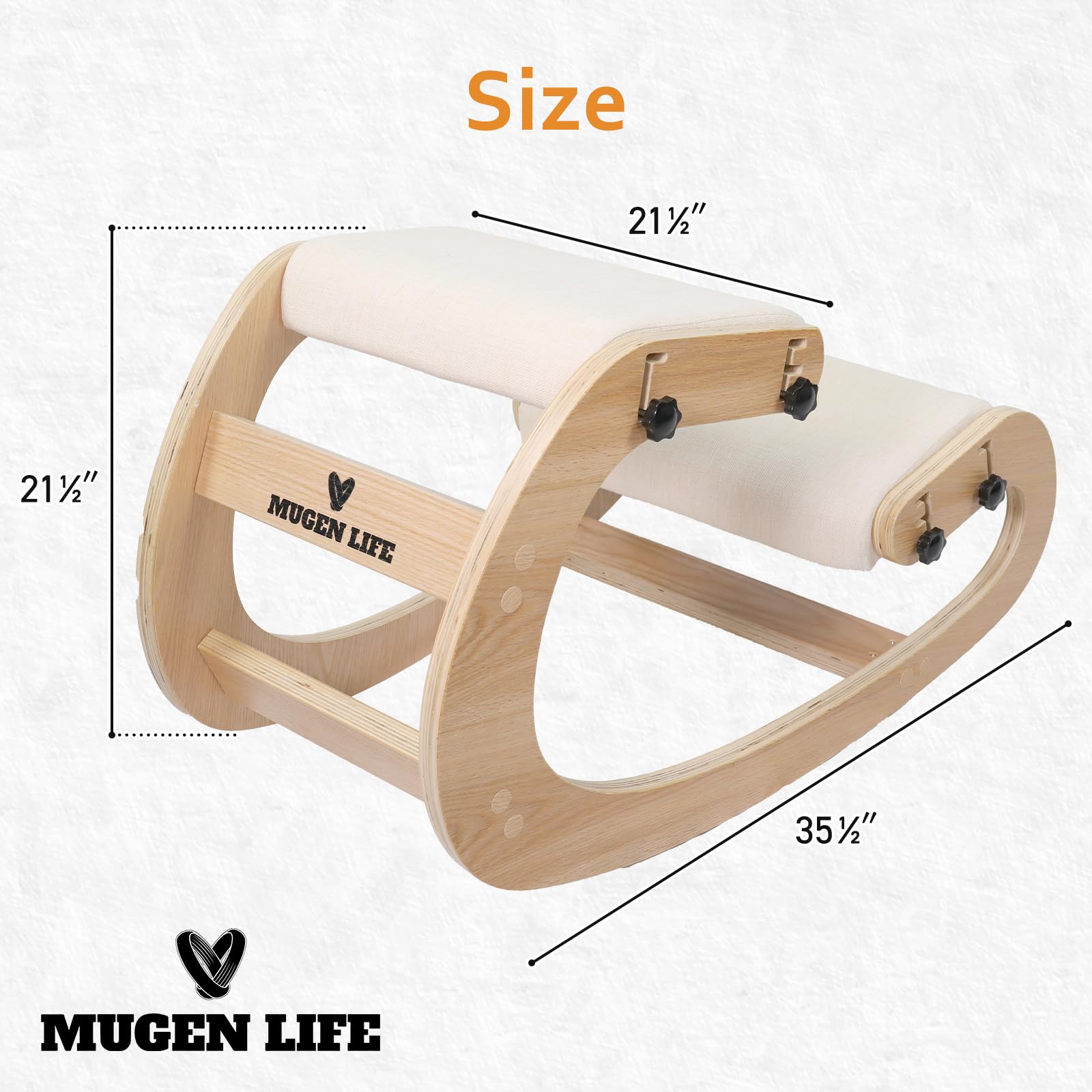 MUGEN LIFE Adjustable Kneeling Chair - Ergonomic Posture Stool with Multiple Adjustments - Office Desk Chair for Back Pain