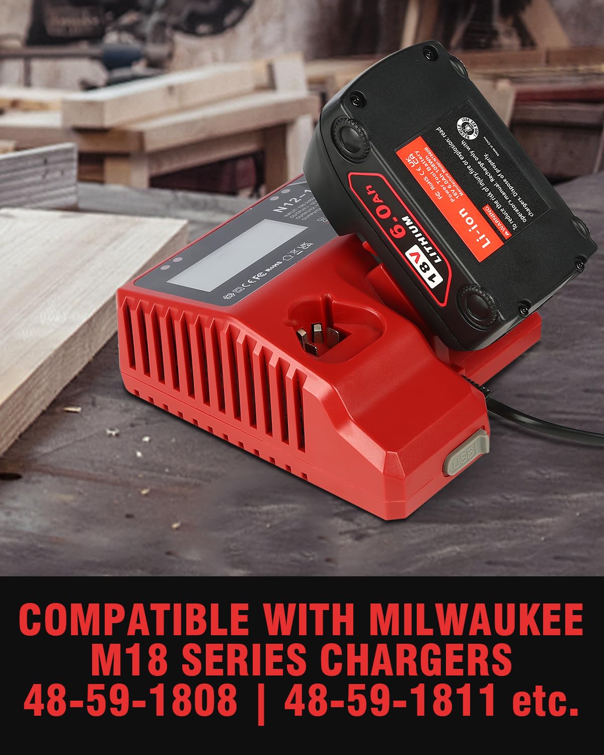 18v Battery 4Pack Replacement for Milwaukee M18 Battery 6.0Ah,High-Capacity Batteries Compaitble with Milwaukee Tools and Charger,2024 Version/New Patented