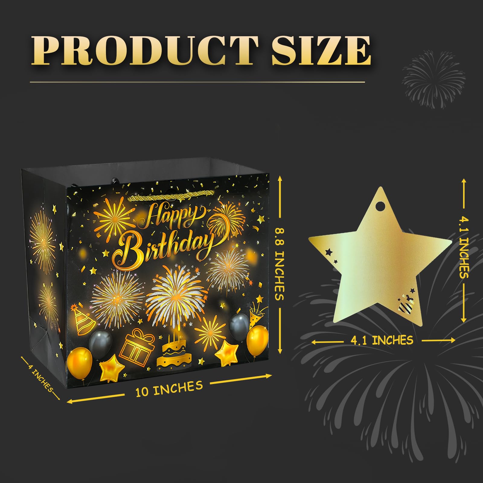 DTESL Lights Fireworks and Cheering Musical Gift Bag - Designed for Birthday,Birthday gift bags are given to wives husbands men and women-10" x 8.8" x 4"