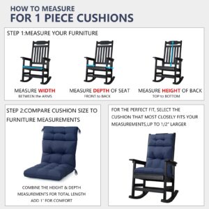 PATIOASIS Rocking Chair Cushion Tufted Adirondack Chair Cushion Non-Slip High Back Patio Chair Cushions Water-Resistant UV-Proof Navy Blue Indoor & Outdoor Furniture Cushions for Chair