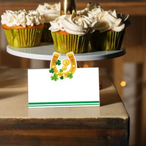 36pcs St. Patrick's Day Food Tent Labels Shamrock Place Cards for Irish Day Placecard Holders Seating Name Tents, Banquet tables, Buffet food label, St. Patricks Day Party