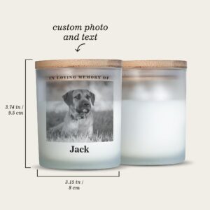 Custom Photo Candle | Printed on Glass | Memorial for Parent, Mother, Dad, Dog, Cat, Pet memorial | Condolence Remembrance, Light Remains | Engraved Lid | Scented, Soy Wax, USA Made | Keep&Present