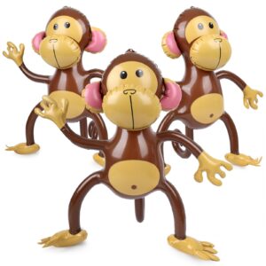 futureplusx 3pcs inflatable monkeys, monkey walking balloons monkey inflates for birthday supplies classroom decor baby shower supplies