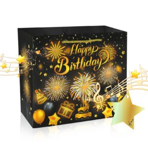 dtesl lights fireworks and cheering musical gift bag - designed for birthday,birthday gift bags are given to wives husbands men and women-10" x 8.8" x 4"