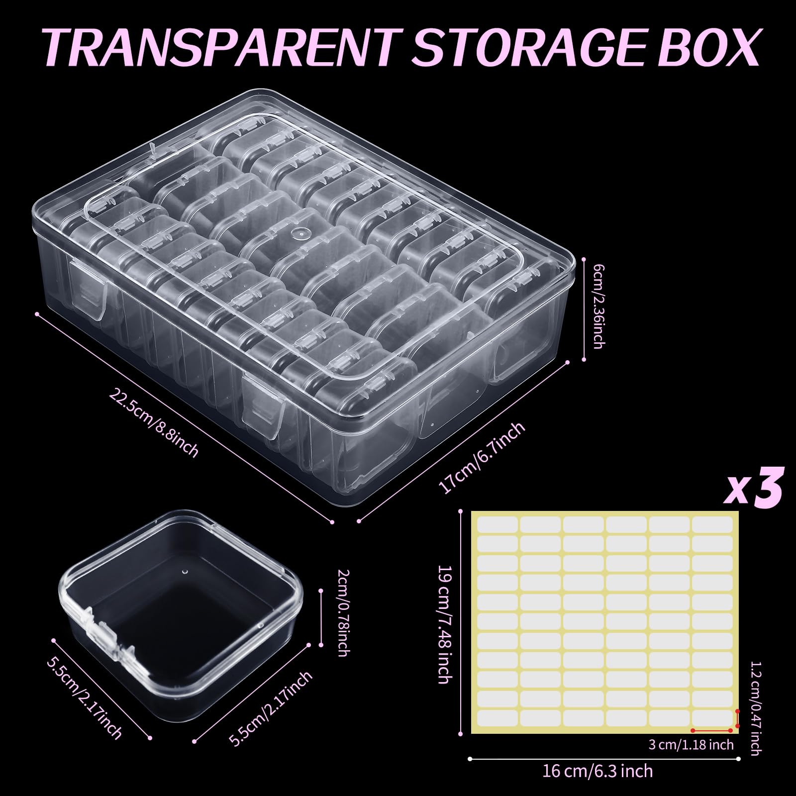 THYSSEN Bead Organizers,30Pcs Plastic Mini Clear Storage Cases with 1pcs Hinged Lid Rectangle Case,Bead Containers Transparent Boxes,for Jewelry Beading Crafts Screws Small Parts of Storage