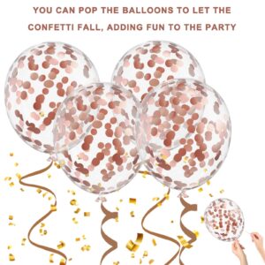 Nobledecor 75 Pcs 12 Inch Rose Gold Balloons,Rose Gold and White Balloons,Rose Gold Metallic Latex Confetti Balloons for Birthday Wedding Engagement Bridal Shower Bachelorette Party Decorations