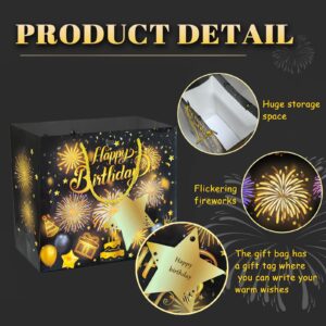 DTESL Lights Fireworks and Cheering Musical Gift Bag - Designed for Birthday,Birthday gift bags are given to wives husbands men and women-10" x 8.8" x 4"