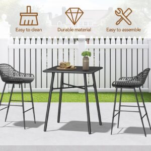 C-Hopetree 41" Counter Height Bar Table, Square Metal Pub Bistro Cocktail Table for Indoor Outdoor Use, Black