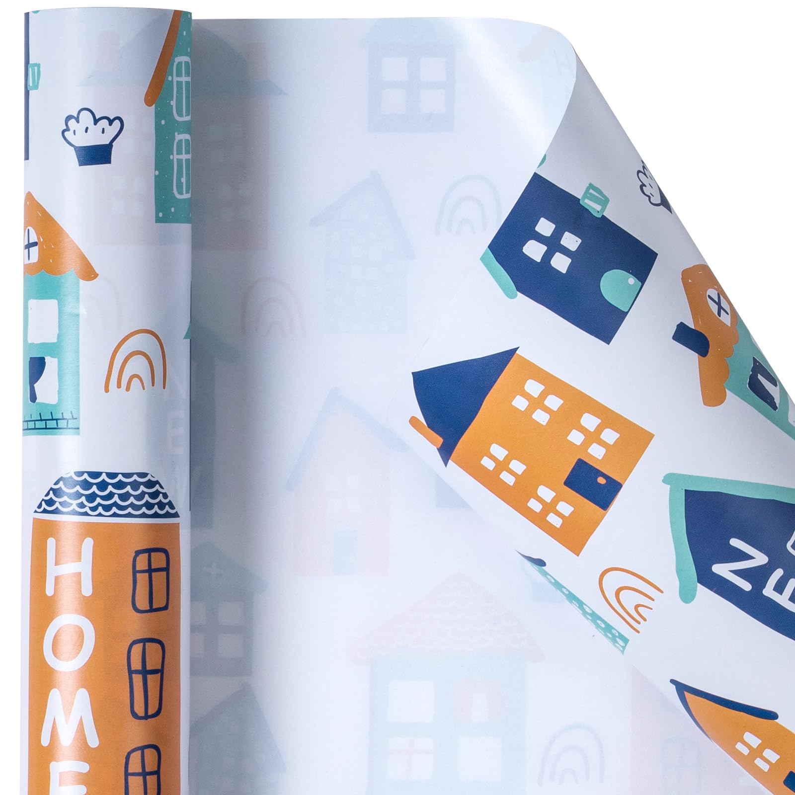 RUSPEPA Scented Wrapping Paper - Mini Roll - House Pattern with Fragrance for Housewarming, Party, Holiday and More - 17 inches x 16.4 feet - New Home