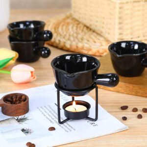 Yungyan 35 Pcs Ceramic Butter Warmers 5 Butter Warmers for Seafood with 25 Tealight Candles 5 Stand 2 oz Mini Simmer Pot Set for Sauce Chocolate Cheese Fondue Lobster Dishwasher Microwave Oven Safe