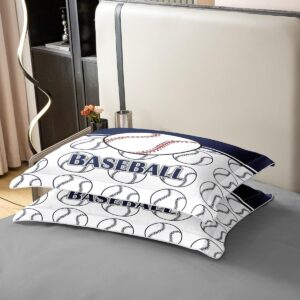 Baseball 100% Nature Cotton Duvet Cover,Hand Drawn Baseball Pattern Print Ball Game Bedding Set for Room Decor,Sport Theme Kids Adults Baseball All Season Bedding with Zipper Closure Full Size