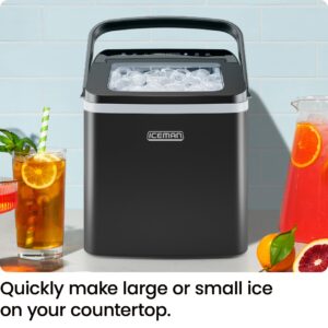 Iceman Dual-Size Ice Maker Countertop - Portable Ice Machine, Large and Small Ice Machine Maker with Self Cleaning, 9 Cubes in 7 Mins, 22lbs/24hrs, for Home, Kitchen, Office, Party, Ice Scoop Included