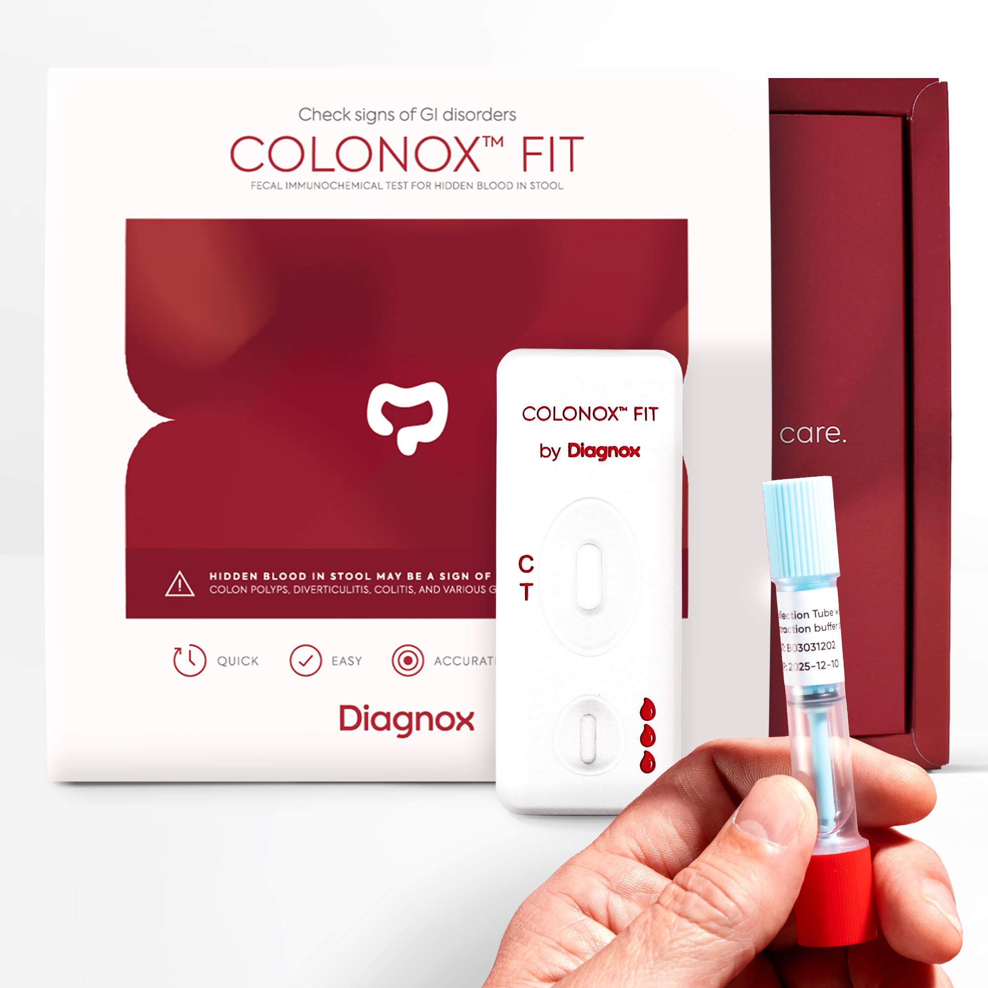 COLONOX at-Home Colon Screening Test Kit – Easy to Use Fecal Occult Blood (FIT or FOB) Colon Test for Early Detection (1 Test)