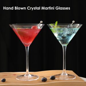 Moretoes Martini Glasses Set of 6, 9oz Hand Made Crystal Cocktail Glasses For Bar, Margarita, Gimlet, Cosmopolitan, Manhattan