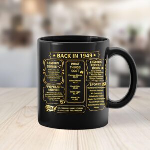 QUPT 75th Birthday Gifts for Women Men, 75th Birthday Gifts for Him, 75 Years Old Gifts, 1949 Birthday Gifts for Women Men, 1949 Birthday Gifts for Her Him, 75th Birthday Presents Coffee Mug