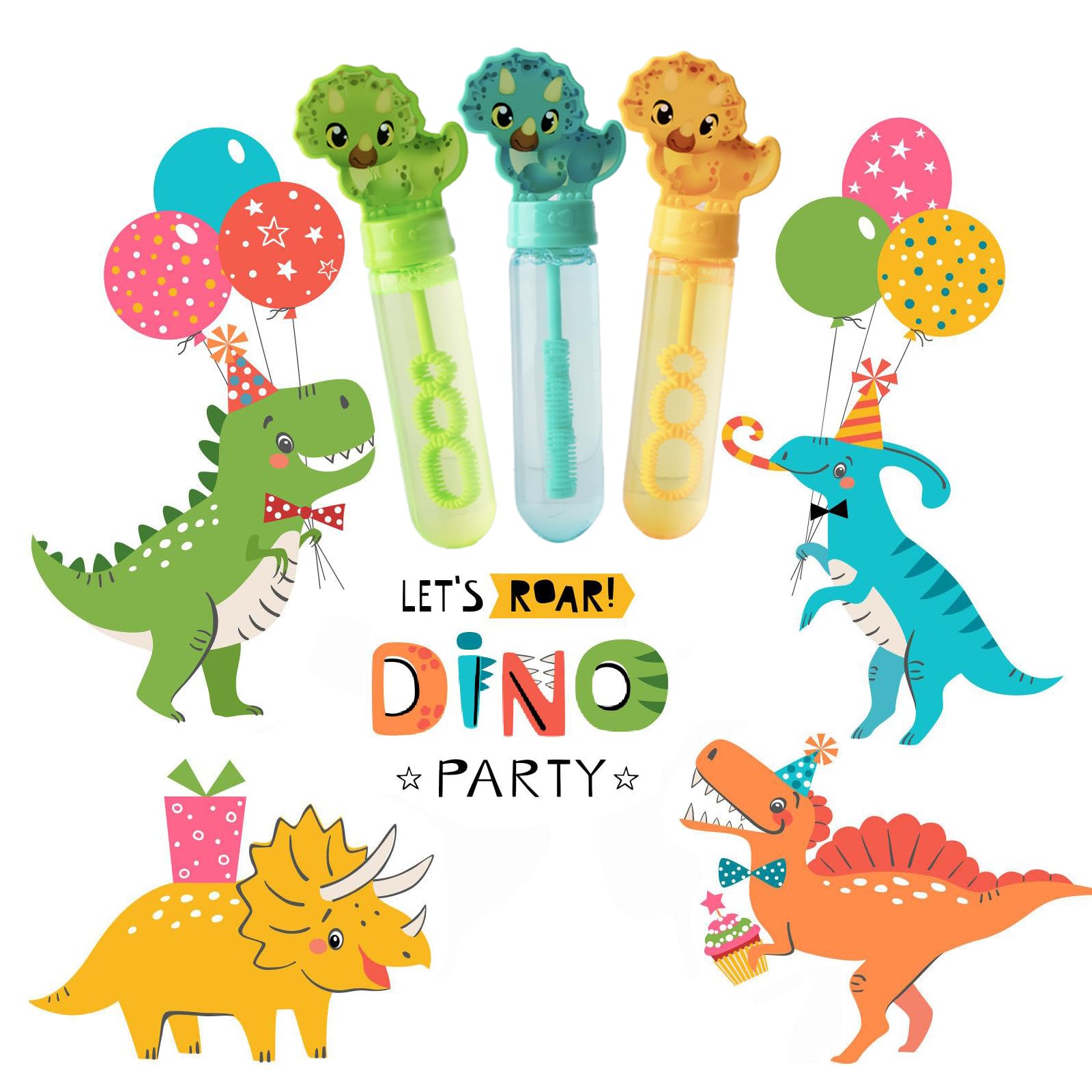 Cartoon Bubble Toys for Kids,Small Bubble Wands Bulk,9 Pack Mini Bubble Sticks with Bubble Solution for Holiday Birthday Party Favors,Classroom Prizes,Outdoor Activity (Dinosaur Designs)