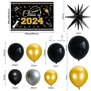 Graduation Balloon Background Set Includes Graduation Balloon Arch Kit,Class of 2024 Banner,Graduation Balloon Boxes for Grad party decoration,Graduation party supplies