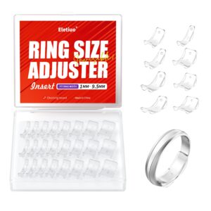 invisible ring size adjusters set for loose rings,24 pack-8 sizes,ring size reducer spacer ring resizer tightener ring guard with organizer,assorted sizes for any rings