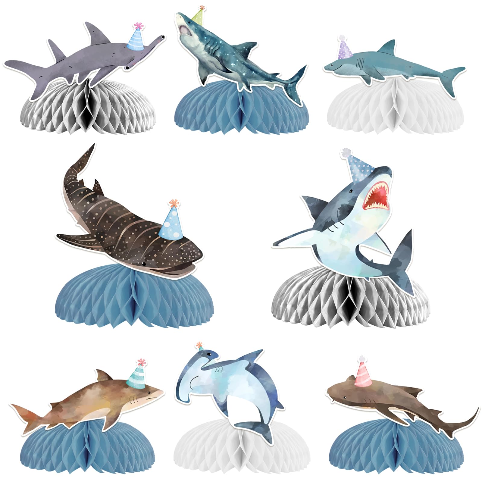 Shark Birthday table Decorations Shark Honeycomb Centerpieces Under the Sea Shark Birthday Party Decorations Ocean Theme Shark Baby Shower Decorations Underwater Theme Party Supply