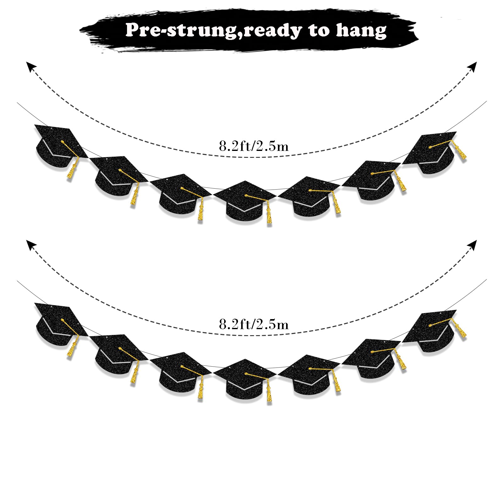 Tinbax Graduation Decorations Class of 2023 Party Supplies - Graduation Banner(Pre-Strung)