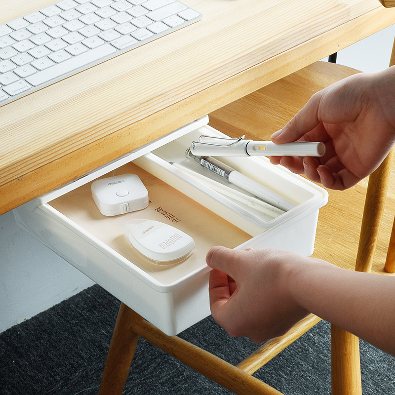 Voanyinin Under Desk Drawer,Desk Pencil Tray,Under Desk Storage Hidden Drawer Under Desk for Office School Home Kitchen