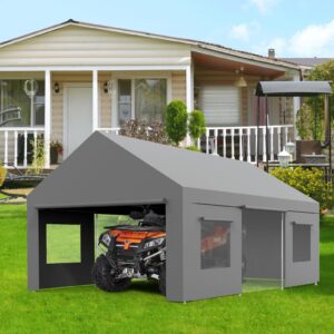 Portable Carport Canopy, 13×25ft Heavy Duty Carport Garage with Roll-up Doors & Windows for Car, SUV, Truck, Boat, Party, Mobile Market