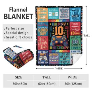 Mcurore 10 Year Old Boy Gift Ideas Blanket 60"x50", 10 Year Old Boy Gifts, Gifts for 10 Year Old Boy, Birthday Gift for 10 Year Old Boy, 10th Birthday Gifts for Boys, 10th Birthday Decorations for Boy