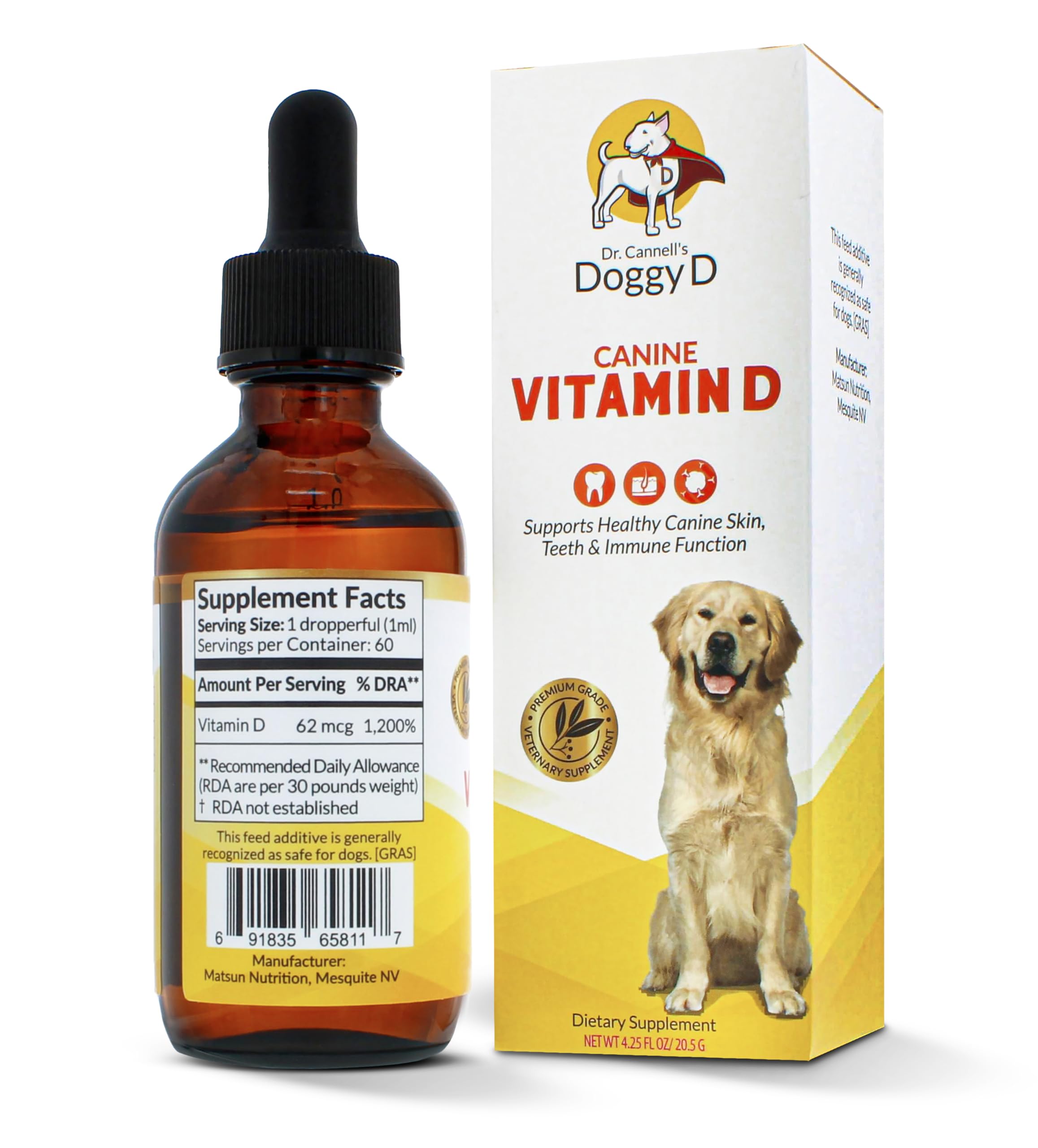 Doggyd Vitamin D3 Liquid for Dogs Cats, 60mL, 60 Count at 1ml Dose