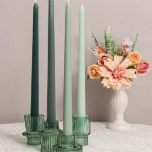 Viyffo Taper Candles 12 Inch Green Set of 4 Unscented, Dripless, Smokeless Long Tall Tapered Candlesticks Wedding Home Decor Dinner Natural Color Series