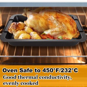 YAYODS 2 Pack Roasting Pan with Rack 11x15 Nonstick Turkey Roasting Pan for Oven, Roasting Pan for Turkey, Chicken, Veggies