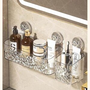 Glacier Pattern Suction Cup Shelf - Stylish Shower Caddy with Convenient Soap Dispenser，Elegant and Functional