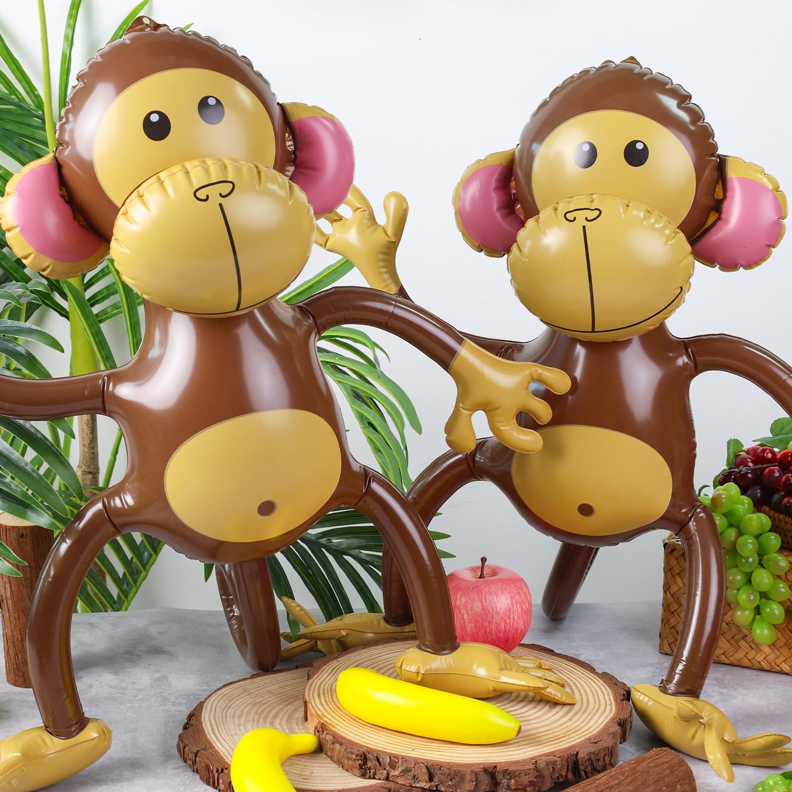 FUTUREPLUSX 3PCS Inflatable Monkeys, Monkey Walking Balloons Monkey Inflates for Birthday Supplies Classroom Decor Baby Shower Supplies