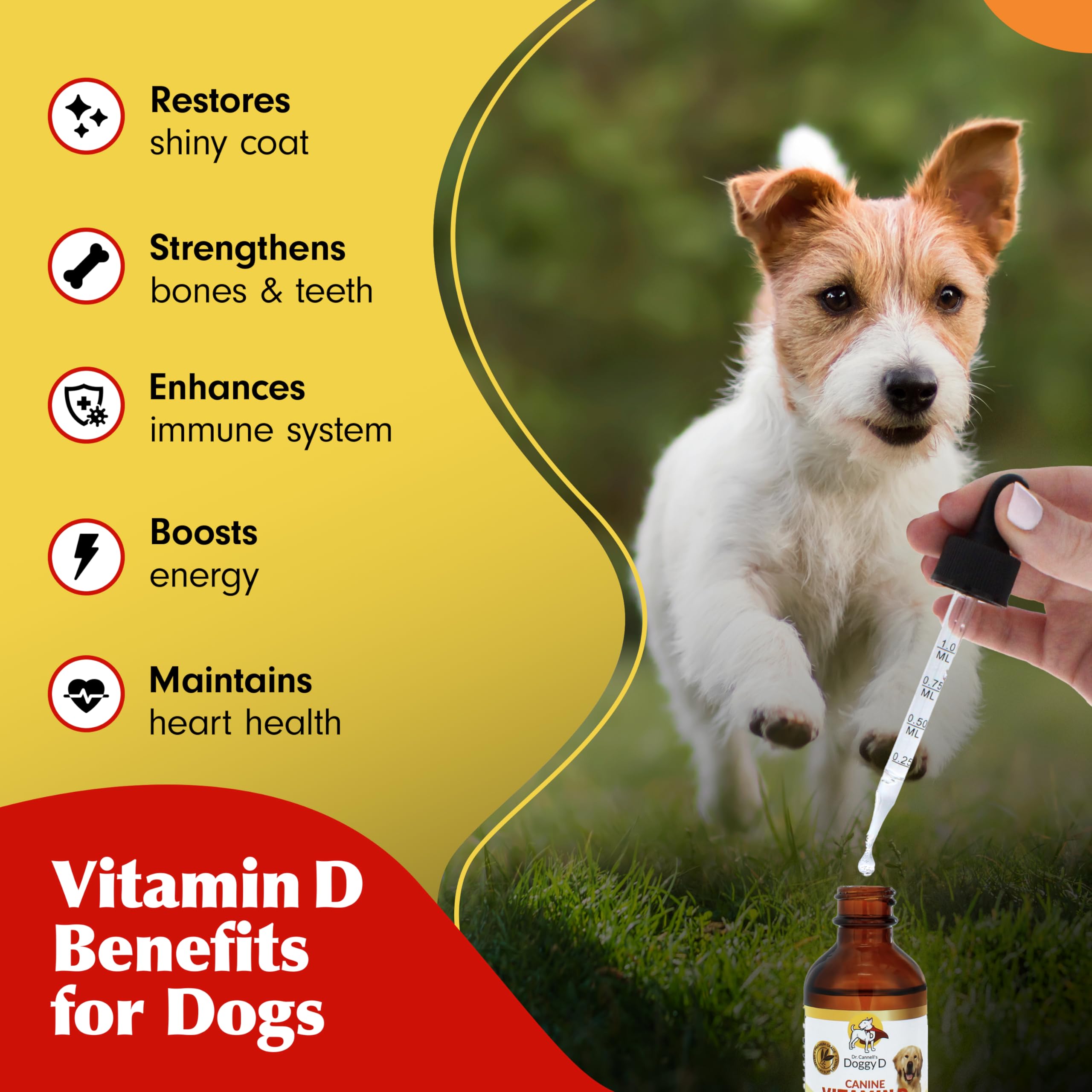 Doggyd Vitamin D3 Liquid for Dogs Cats, 60mL, 60 Count at 1ml Dose