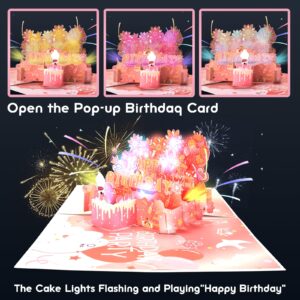 Birthday Cards for Women Upgraded Version With 30-Second Recording Function,Pop-up can blow LED candles and Happy Birthday song,The Birthday Christmas Gifts for Sisters,Mothers,Wives and Grandmothers