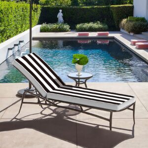 TWLEAR Outdoor Chaise Lounge Cushion for Patio Furniture 72 x 21 x 3 Inch, Water Resistant Patio Lounge Chair Cushion with Straps for Lawn Pool Furniture, 1 Pack, Cabana Black