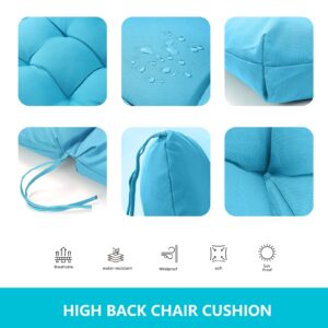 PATIOASIS Rocking Chair Cushion,Outdoor Seat Cushions for Patio Furniture Non-Slip Overstuffed Patio Chair Cushion Water-Resistant UV-Proof Lake Blue Home Decor Chair