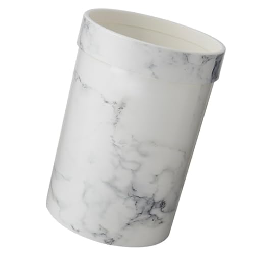 Garneck 1pc Garbage Can Platic Garbage Bin Waste Paper Basket Marble Wastebasket Table Trash Can Small Garbage Bin Small Trash Can Car Trash Can Storage Tank No Cover White Plastic Office