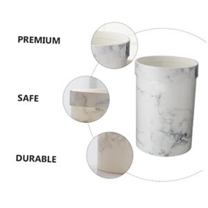 Garneck 1pc Garbage Can Platic Garbage Bin Waste Paper Basket Marble Wastebasket Table Trash Can Small Garbage Bin Small Trash Can Car Trash Can Storage Tank No Cover White Plastic Office