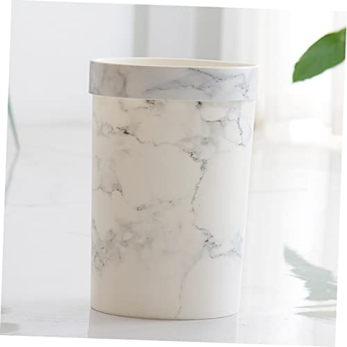 Garneck 1pc Garbage Can Platic Garbage Bin Waste Paper Basket Marble Wastebasket Table Trash Can Small Garbage Bin Small Trash Can Car Trash Can Storage Tank No Cover White Plastic Office