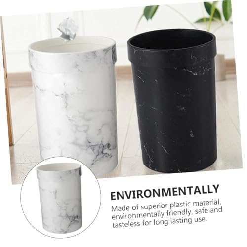 Garneck 1pc Garbage Can Platic Garbage Bin Waste Paper Basket Marble Wastebasket Table Trash Can Small Garbage Bin Small Trash Can Car Trash Can Storage Tank No Cover White Plastic Office