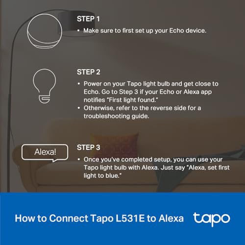 Tapo TP-Link Smart Light Bulbs, 16M Colors RGBW, Dimmable, Alexa Frustration-Free Setup, A19, 60W Equivalent, 800LM CRI>90, 2.4GHz WiFi only L531E