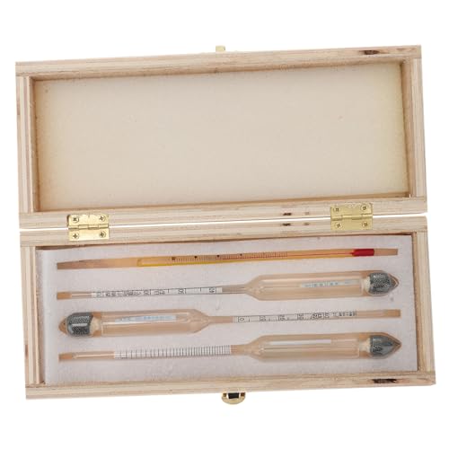 4 Pieces Meter Vinometer Meter for Liquors Liquid Meter Licorometer Hydrometer Hydrometer Spirit Wooden Box Glass